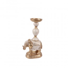 ELEPHAS 2 CANDLE HOLDER POLYRESIN GOLD/WHITE 17,5x