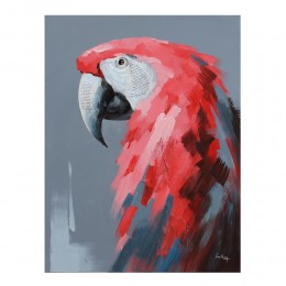 RED PARROT 2 HANDMADE PAINTING 76x100xH3,5cm