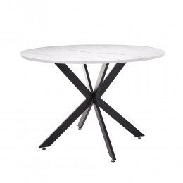 STOCKHOLM TABLE ROUND TABLE METAL WHITE WITH MARBLE PATTERN MDF WITH PAPER VENEER BLACK E1 PRC