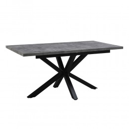 STONE GREY TABLE EXTENDABLE MDF WITH PAPER VENEER CEMENT METAL BLACK E1 PRC