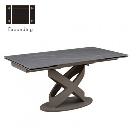 ALLIANCE TABLE EXTENDABLE SINTERED STONE LATTE GREY METAL TAUPE PRC