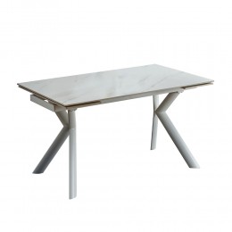 KIRA TABLE EXTENDABLE SINTERED STONE WHITE WITH MARBLE PATTERN METAL WHITE PRC
