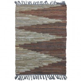 FLAME CARPET LEATHER BROWN BEIGE 60x90cm IN