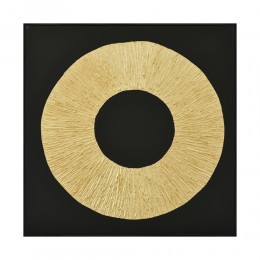 CICLE PAINTING CANVAS BLACK GOLD WOOD 100x100xH4,5