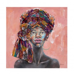 AFRICAN GIRL DECO PAINTING CANVAS MULTICOLOR 80x80