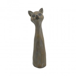 SAGIA DECO CAT POLYRESIN BEIGE GREY 11x10,5xH38cm 