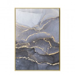 ROCHE GREY PAINTING CANVAS GREY GOLD WOOD FRAME GO