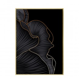 METS 1 PAINTING CANVAS BLACK GOLD WOOD FRAME GOLD 