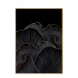 METS 2 PAINTING CANVAS BLACK GOLD WOOD FRAME GOLD 
