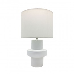 RING LAMP TABLE CERAMIC FABRIC WHITE WHITE D17/28x