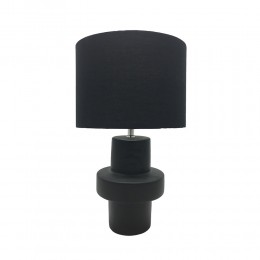 RING LAMP TABLE CERAMIC FABRIC BLACK BLACK D17/28x