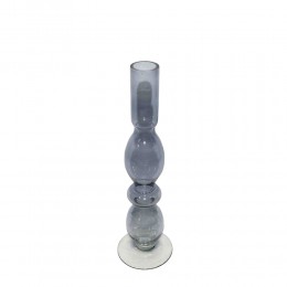 BALLON CANDLE HOLDER GLASS GREY D8xH28,5cm IN