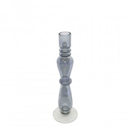 BALLON CANDLE HOLDER GLASS GREY D8xH27cm IN