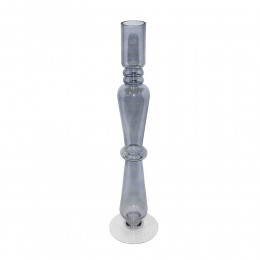 BALLON CANDLE HOLDER GLASS GREY D9xH37cm IN
