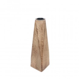 TRIGONAL CANDLE HOLDER WOOD NATURAL D6,5xH21cm IN