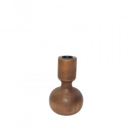 SCANDI CANDLE HOLDER WOOD NATURAL D7,5xH12cm IN