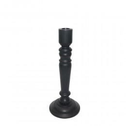 CLASSIC CANDLE HOLDER WOOD BLACK D10xH26cm IN