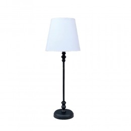 HOLM LAMP TABLE 11x11x51 ALUMINIUM BLACK FABRIC WHITE