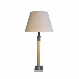 GLENN LAMP TABLE 9x9x60 ALUMINIUM SILVER NATURAL WOOD BEIGE