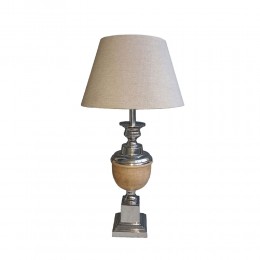 AMABLE LAMP TABLE 15x15x62 ALUMINIUM SILVER NATURAL WOOD BEIGE