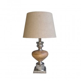 BRICE LAMP TABLE 14x14x48 ALUMINIUM SILVER NATURAL WOOD BEIGE