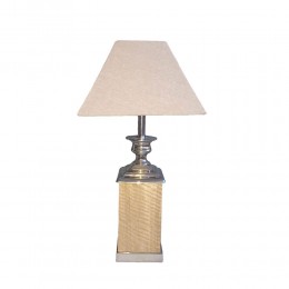 CEDRIC LAMP TABLE 14x14x58 ALUMINIUM SILVER NATURAL WOOD BEIGE