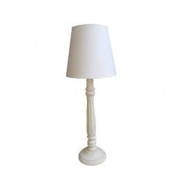 ORIANNE LAMP TABLE 11x11x49 WOOD ANTIQUE WHITE FABRIC WHITE