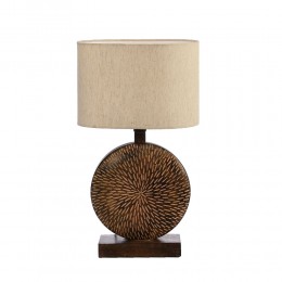 MELVIN LAMP TABLE 25x10x51 WOOD BROWN FABRIC BEIGE