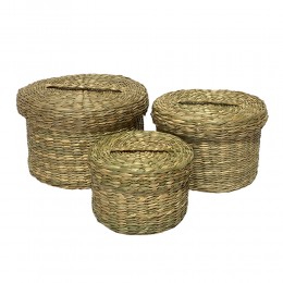 SIFNOS BOX WITH LID SET 3PCS SEAGRASS NATURAL 19x1
