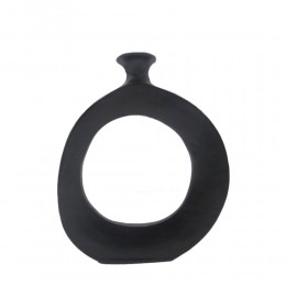 ABSTRACT CIRCLE VASE ALUMINIUM BLACK 25,5x3,75xH30