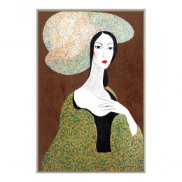 VINTAGE LADY PAINTING CANVAS MULTICOLOR WOOD FRAME