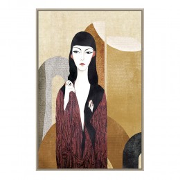 JAPANESE BEAUTY PAINTING CANVAS MULTICOLOR WOOD FR