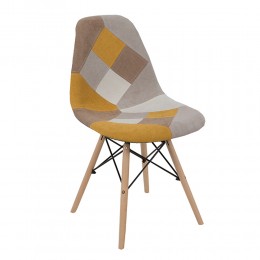 EIFFEL CHAIR COTTON LOOK PATCHWORK YELLOW SOLID WOOD ΒΕΕCH NATURAL E1 PRC