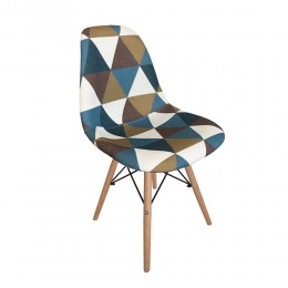 EIFFEL CHAIR COTTON LOOK PATCHWORK BLUE SOLID WOOD ΒΕΕCH NATURAL E1 PRC