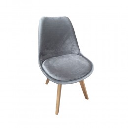 THELMA CHAIR VELVET GREY WOOD NATURAL PRC