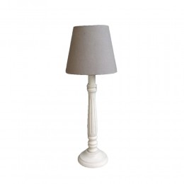 ORIANNE LAMP TABLE 11x11x49 WOOD ANTIQUE WHITE FABRIC GREY