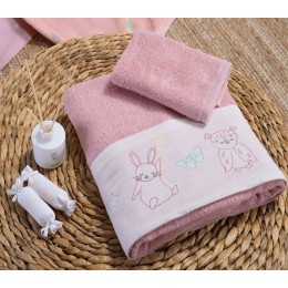 NEF-NEF BABY TOWELS SET OF 2PCS FLY LOVE PINK 034428