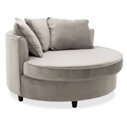 Armchair-sofa pakoworld sofa round in grey velvet 123x120x85cm