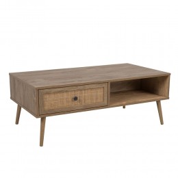 Ammos Coffee Table 110x59xH41,4cm 1Natural Drawer with Rattan 04-0489
