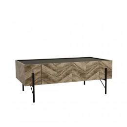PARKE COFFEE TABLE CHIPBOARD WITH MELAMINE CARTA BLACK NATURAL WITH PATTERN METAL BLACK 120x63xH45cm E1 PRC