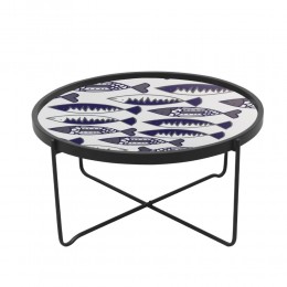 FISHY COFFEE TABLE MDF MULTICOLOR WITH PATTERN WHITE METAL D75xH37,5cm E1 PRC