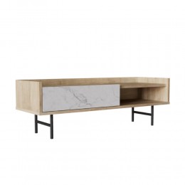 STOCKHOLM COFFEE TABLE CHIPBOARD WITH MELAMINE CARTA SONOMA DECAPE WHITE WITH MARBLE PATTERN METAL BLACK 120x59xH40cm E1 PRC