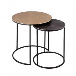 BOISE SIDE TABLE SET 2PCS ALUMINIUM GOLD ROUGH WASHED GREY ROUGH WASHED METAL BLACK D52-40xH59-54cm IN