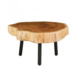 RAW COFFEE TABLE WOOD ACACIA NATURAL METAL 80x80xH40cm IN