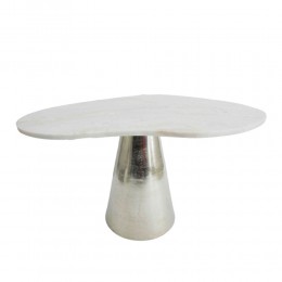 CURVE SIDE TABLE ALUMINIUM SILVER WHITE STONE 57,25x38xH49cm IN