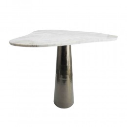 CURVE SIDE TABLE ALUMINIUM BLACK WHITE STONE 63,5x52xH63,5cm IN