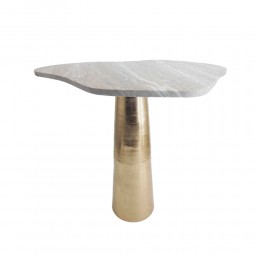 CURVE SIDE TABLE ALUMINIUM GOLD WHITE STONE 59,75x47xH56cm IN