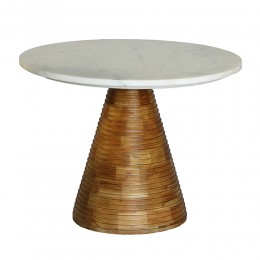 SAVOA SIDE TABLE MARBLE WHITE WOOD ACACIA NATURAL 60x60xH45cm IN