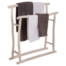 HANGER FOR TOWELS HM7908 TEAK BRANCHES IN WHITE PATINA COLORING 90x28x77-91Hcm.