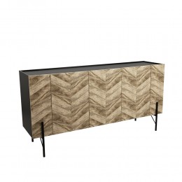 PARKE SIDEBOARD CHIPBOARD WITH MELAMINE CARTA BLACK NATURAL WITH PATTERN METAL BLACK 160x43xH80cm E1 PRC